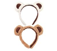 HIOPOIUYT Cerchietto per capelli con orecchie da orso, per riunioni di famiglia, in peluche, da donna, per lavare il viso, cosplay, feste, 2 pezzi