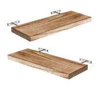 HIOPOIUYT Confezione da 2 mensole galleggianti in legno marrone chiaro, 40 cm, portaoggetti da parete moderno salvaspazio per la casa, organizer per bagno in legno naturale