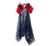 HIOPOIUYT Dark Series Skull Hairhoop Partito Puntelli Velo Fascia Cosplay Costume Hairband Spaventoso Fiore Hairband Halloween Fornitura