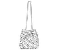HIOPOIUYT Delicata borsa a tracolla con strass, borsa da sera, borsa a tracolla, borsa a tracolla, borsa a tracolla per cocktail e feste serali, Argento