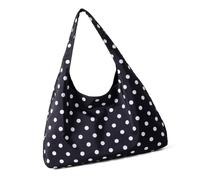 HIOPOIUYT Elegante borsa a tracolla per donne alla moda, pratica borsa a pois in tela per un facile trasporto e conservazione borsa da braccio alla moda, Nero , One Size
