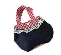 HIOPOIUYT Elegante borsa con manico superiore in pizzo di ispirazione vintage a scacchi, borsa spaziosa scomparto per tutti i giorni essenziale carino retrò a scacchi, Blu e nero, One Size