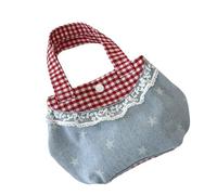 HIOPOIUYT Elegante borsa con manico superiore in pizzo di ispirazione vintage a scacchi, borsa spaziosa scomparto per tutti i giorni essenziale carino retrò a scacchi, Stella Azzurro, One Size