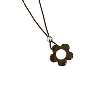 HIOPOIUYT Elegante collana con ciondolo a forma di fiore traforato, con cordoncino in pelle per un look unico e senza sforzo