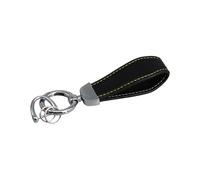 HIOPOIUYT Elegante supporto in pelle artigianale stile minimalista portachiavi portatile accessorio per ufficio viaggi e uso esterno elegante accessorio in pelle, Nero e giallo , Silver
