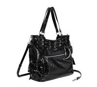 HIOPOIUYT Grande borsa ascellare borchiata borse a tracolla per le donne borsa in pelle PU bowling borsa a tracolla con tracolla regolabile borsa casual giorno, Nero , One Size
