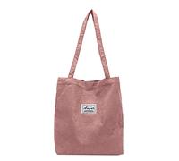 HIOPOIUYT Grandi borse a tracolla da donna in velluto a coste borse tote borse riutilizzabili casual shopping bag con bottone velluto a coste borsa grande, A