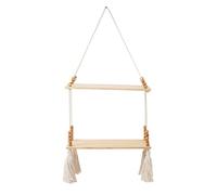 HIOPOIUYT Moderno scaffale sospeso con nappe e perline di legno mensole galleggianti per vivaio bagno soggiorno rack decorativo