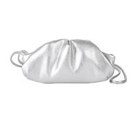 HIOPOIUYT Pochette da donna Borsa a tracolla in pelle PU con chiusura casual increspata borsa a tracolla con cinghie increspate pochette, Argento, One Size