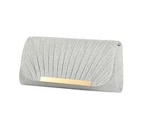 HIOPOIUYT Pochette da sera da donna, borsa a tracolla, borsa a tracolla, borsa da sera con catena staccabile, Argento