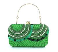 HIOPOIUYT Pochette da sera da donna, borsa a tracolla patchwork, borsa a tracolla per matrimonio, ballo di fine anno, con catena staccabile, pochette da sera per le donne, Verde