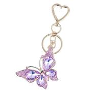 HIOPOIUYT Portachiavi con ciondolo a forma di farfalla scintillante, con struttura in metallo, per decorare borse e zaini, accessorio decorativo per borsa da donna, Viola, Taglia unica