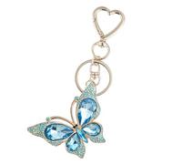 HIOPOIUYT Portachiavi con ciondolo a forma di farfalla scintillante, con struttura in metallo, per decorare borse e zaini, accessorio decorativo per borsa da donna, Blu, Taglia unica