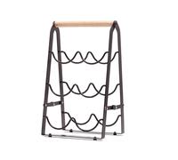 HIOPOIUYT Scaffale per vino pieghevole per 6 bottiglie di vino a 3 livelli, organizer da scrivania portatile per armadio da cucina