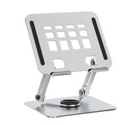 HIOPOIUYT Supporto da scrivania per tablet, in alluminio, girevole a 360 gradi, altezze regolabili, con supporto per il peso, organizer da scrivania con gestione dei cavi