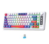 HIOPOIUYT Tastiere A 3 modalità con Tastiere Keyboard Illuminazione Personalizzabili da Gioco da 2 Tono Ricaricabili Retroilluminati