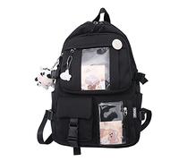 HIOPOIUYT Zaino Nylon Studenti Borsa a Spalla Tote Bag Casual Daypack Ritorno A Scuola Per Ragazze Adolescenti Borse Da Libro Femminile Scuola Daypack, Nero