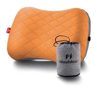 Hioutdoor Cuscino gonfiabile per campeggio con federa rimovibile, cuscino d'aria, cuscino da viaggio, ergonomico, per esterni, gonfiabile, comodo cuscino per dormire (arancione)