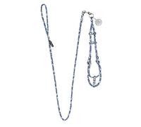 Hip Doggie HD-6SIFLB-S Soft Faux Leather Flower Power Step-in Harness W/Detachable Leash, S, Blu