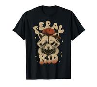 Hip Feral Kid Cool Raccoon Retro Vibe for Son, Nephews Maglietta