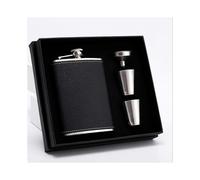 Hip Flask for Liquor Black Leather Flask 8 Oz Stainless Steel Soft Touch Leather Wrap Flask with 2 Cups & Funnel 100% Leak Proof Whiskey & Rum & Vodka