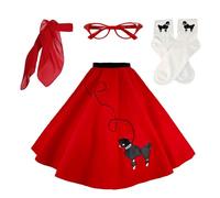 Hip Hop anni '50 Shop - Costume da barboncino fatto a mano negli Stati Uniti, 4 pezzi, taglia M/L, colore: rosso