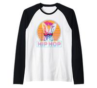 Hip Hop Bunny Vintage Retro 80s Easter Sunday Rabbit Maglia con Maniche Raglan