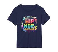 Hip Hop Cultura Vibrante Ritmo Urbano per Gli Uomini Gli Amanti della Musica Maglietta, Donna Plus-Size, Navy, 1X