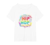 Hip Hop Cultura Vibrante Ritmo Urbano per Gli Uomini Gli Amanti della Musica Maglietta, Donna Plus-Size, Bianco, 1X