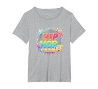 Hip Hop Cultura Vibrante Ritmo Urbano per Gli Uomini Gli Amanti della Musica Maglietta, Donna Plus-Size, Grigio Melange, 1X