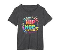 Hip Hop Cultura Vibrante Ritmo Urbano per Gli Uomini Gli Amanti della Musica Maglietta, Donna Plus-Size, Grigio Scuro, 1X
