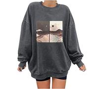 Hip Hop, felpa da donna senza cappuccio, oversize, in cotone, per adolescenti, grunge Clothes 90s Streetwear Y2k Top Vintage, Z-grigio scuro, XL