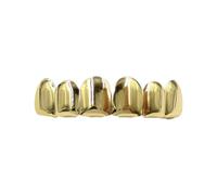 Hip Hop Gold Placcato Grillz - Tappi per denti in oro lucido, Set Grillz placcato in rame | Denti Grillz Superiori E Inferiori Per Cosplay, Gioielli Grillz Dorati Per Uomini,Per