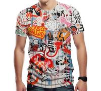 Hip Hop Graffiti Maglietta Uomo Arcobaleno Divertente Grafica Colorata Streetwear Cool Manica Corta Girocollo Stampato 3D Top Casual Estate T-shirt Y2k 80s Divertente Tempo Libero Maglietta,
