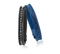 Doppio Bracciale HIP HOP RAIL Silicone Nero Blu Bianco Swarovski Chic Edition