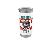 Hip Hop Kitty governa la città (Il Bronx NYC) Bicchiere termico in acciaio inox doppia parete