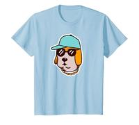 Hip Hop Labrador Cane Cool Retriever Uomini Donne Bambini Retro Maglietta, Bambini, Celeste, 10 Anni