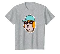 Hip Hop Labrador Cane Cool Retriever Uomini Donne Bambini Retro Maglietta, Bambini, Grigio Melange, 8 Anni