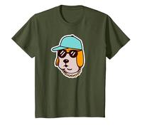 Hip Hop Labrador Cane Cool Retriever Uomini Donne Bambini Retro Maglietta, Bambini, Oliva, 3 Anni