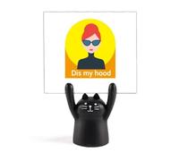 Hip Hop Music Self Reality My Site Memo Holder Cartoon Black Cat Stand Decorazione