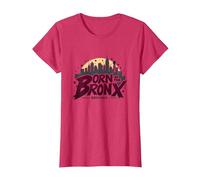 Hip Hop Nato nel Bronx Urban NYC Skyline Art Maglietta, Donna, Rosso mélange, XS