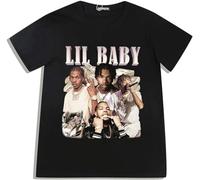 Hip Hop Rapper Lil Baby T Shirt 90s Vintage Graphic Shirt Cotton Short Sleeve T-Shirts Streetwear Harajuku Tee Shirts Size S