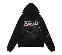 Hip Hop Spider Hoodies Set Y2k felpa con cappuccio tuta pullover felpa per donne uomini felpe abbinate per coppie, Rosa e grigio., Small