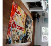 Hip Hop Stile Tappeti Aree Graffiti Colorati Street Art I Have a Dream Cute Boy & Cow Stampa Tappeto Sottile per Soggiorno Camera Da Letto 180 x 210 cm