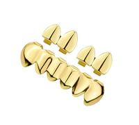Hip Hop Styles Denti Grillzs Set Lucido HipHop Set Per Gli Amanti Denti Denti Regolabile Tappi Superiore Inferiore Facile Pulire, Misura unica, come descritto, come descritto