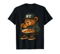 Hip Hop Teddy Bear Mangiare New York Stile Pizza Adolescente Uomini Maglietta
