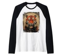 Hip Hop Tiger Y2K Vintage Hipster Edgy Streetwear Tigre Maglia con Maniche Raglan