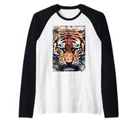 Hip Hop Tiger Y2K Vintage Hipster Edgy Streetwear Tigre Maglia con Maniche Raglan