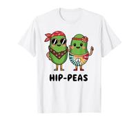 Hip-Peas, Divertente Segno di Pace retrò con Verdura, Gioco di Parole Maglietta