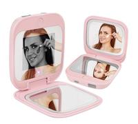 HiPai Specchio per fotocamera UV per test della protezione solare e rilevamento SPF, specchio da viaggio con ingrandimento 1x/2x, con luci LED dimmerabili, specchio portatile su due lati, per borsetta